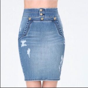bebe Blue Denim High Waist Pencil Skirt 27
